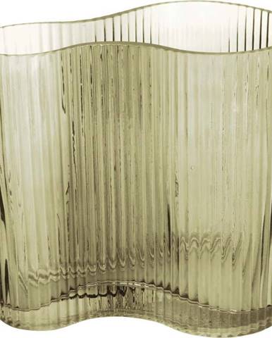 Zelená skleněná váza PT LIVING Wave, výška 18 cm