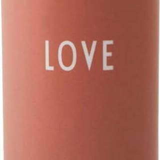 Růžová porcelánová váza Design Letters Love, výška 11 cm
