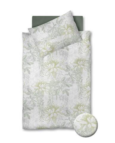 Fleuresse POVLEČENÍ, makosatén, šedá, zelená, světle zelená, 140/200 cm