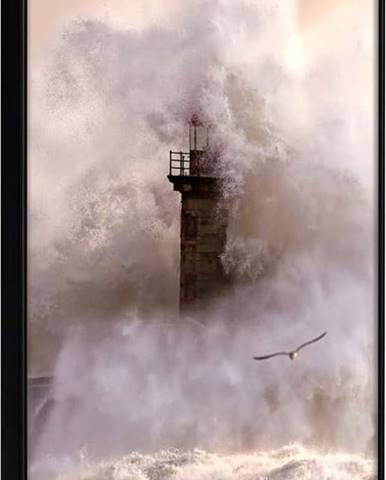 Plakát v rámu Artgeist Lighthouse During a Storm, 20 x 30 cm