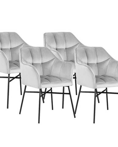 Židle Rimini Velvet - stříbrný/ Noha Černá - 4 ks
