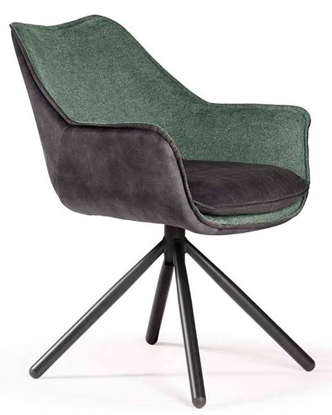 BAUMAX Židle Montreal Zelená+Šedá / Noha Černá