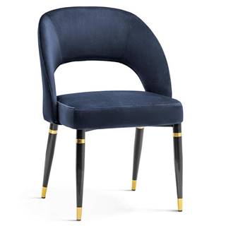 Židle Diva Tmavě modrá/ Noha Černá/ Zlatý Dekor
