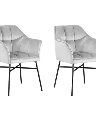 Židle Rimini Velvet - stříbrný/ Noha Černá - 2 ks