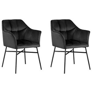 Židle Rimini Velvet - Černá/ Noha Černá - 2 ks