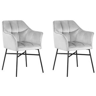 Židle Rimini Velvet - stříbrný/ Noha Černá - 2 ks