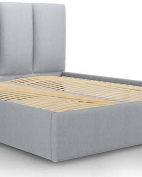 Mazzini Beds Šedá čalouněná dvoulůžková postel s úložným prostorem s roštem 140x200 cm Juniper – Mazzini Beds