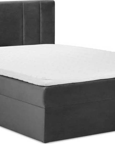 Tmavě šedá sametová dvoulůžková postel Mazzini Beds Afra, 160 x 200 cm