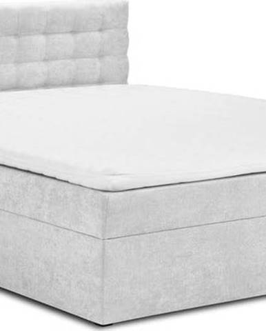 Světle šedá boxspring postel s úložným prostorem 200x200 cm Jade – Mazzini Beds