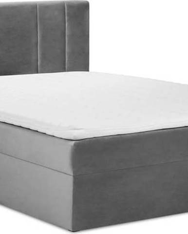 Světle šedá sametová dvoulůžková postel Mazzini Beds Afra, 180 x 200 cm