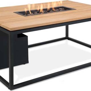 Černý zahradní stůl s deskou z týkového dřeva s ohništěm COSI Cosiloft, 120 x 80 cm