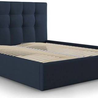 Modrá dvoulůžková postel Mazzini Beds Nerin, 140 x 200 cm