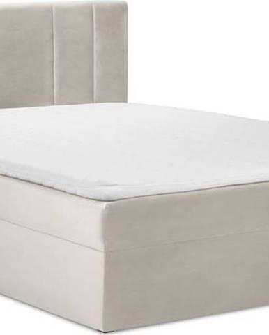 Béžová sametová dvoulůžková postel Mazzini Beds Afra, 200 x 200 cm