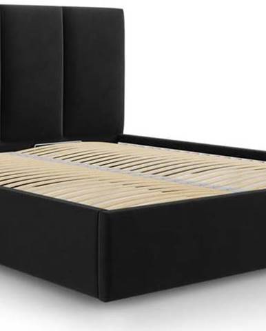 Černá čalouněná dvoulůžková postel s úložným prostorem s roštem 160x200 cm Juniper – Mazzini Beds