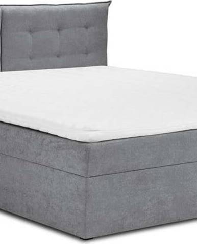 Šedá boxspring postel s úložným prostorem 200x200 cm Echaveria – Mazzini Beds
