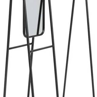 Černý kovový stojan na oblečení s policemi a zrcadlem Kare Design Mirror, výška 178 cm