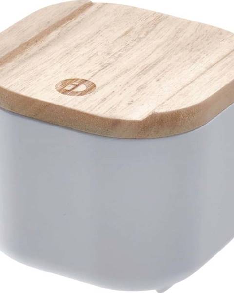 iDesign Šedý úložný box s víkem ze dřeva paulownia iDesign Eco, 9 x 9 cm