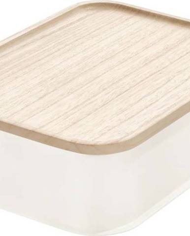 Bílý úložný box s víkem ze dřeva paulownia iDesign Eco, 21,3 x 30,2 cm