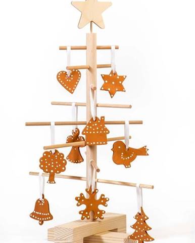Set dřevěného vánočního stromku a 14 terakotových ozdob Nature Home Xmas Set