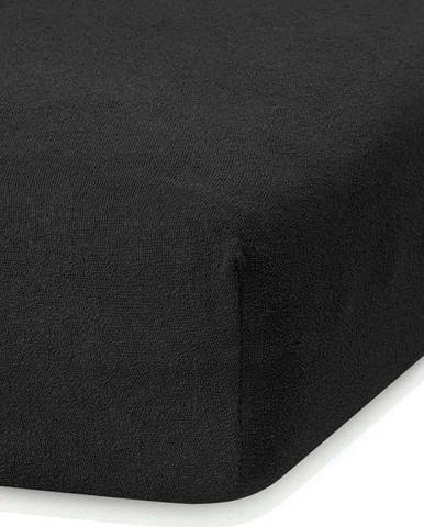 Černé elastické prostěradlo s vysokým podílem bavlny AmeliaHome Ruby, 100/120 x 200 cm