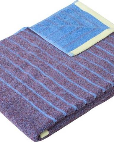 Modro-fialový bavlněný ručník Hübsch Dora, 50 x 100 cm