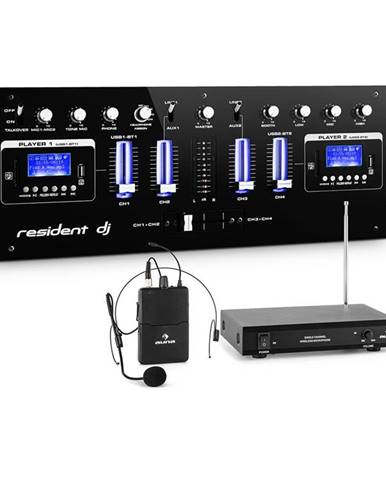 Resident DJ DJ405USB-BK 4kanálový DJ mixážní pult včetně sady rádiových mikrofonů s headsetem
