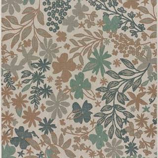 Béžovo-zelený venkovní koberec Universal Floral, ø 115 cm