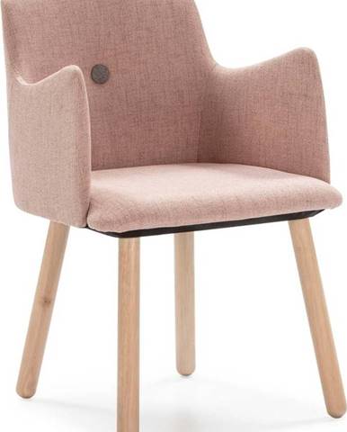 Růžová jídelní židle s nohami ze dřeva kaučukovníku Marckeric Aruba