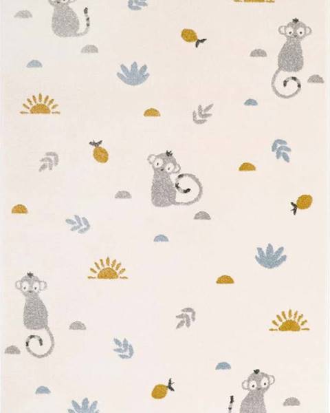 Nattiot Béžový dětský koberec Nattiot Little Wild Monkey, 120 x 190 cm