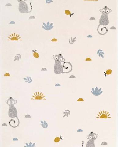 Béžový dětský koberec Nattiot Little Wild Monkey, 120 x 190 cm