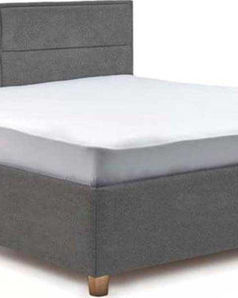 ProSpánek Světle šedá dvoulůžková postel s roštem a úložným prostorem ProSpánek Grace, 160 x 200 cm