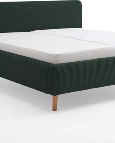 Zelená manšestrová dvoulůžková postel Meise Möbel Mattis Cord, 140 x 200 cm