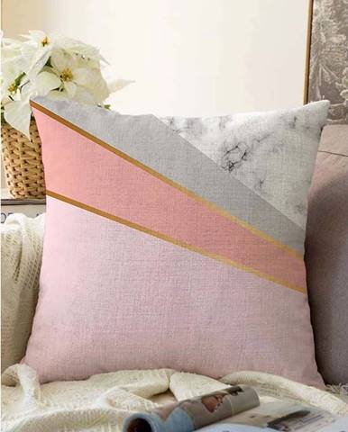 Růžovo-šedý povlak na polštář s příměsí bavlny Minimalist Cushion Covers Marble, 55 x 55 cm
