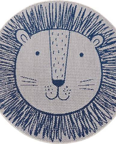 Modrý dětský koberec Ragami Lion, ø 120 cm