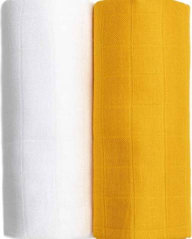 Sada 2 bavlněných osušek v bílé a žluté barvě T-TOMI Tetra, 90 x 100 cm