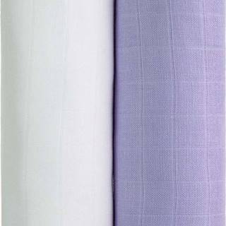 Sada 2 bavlněných osušek v bílé a fialové barvě T-TOMI Tetra, 90 x 100 cm