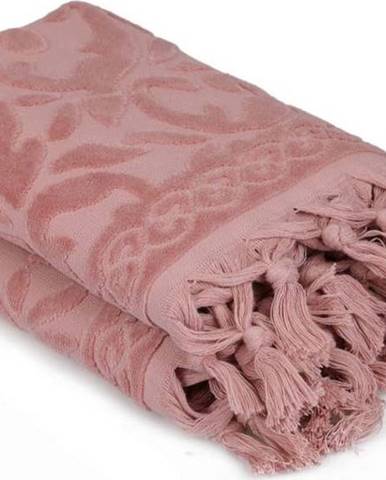 Sada dvou růžových ručníků v odstínu dusty rose Bohème, 90 x 50 cm