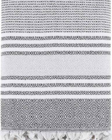 Šedý bavlněný přehoz přes postel Galina Grey White, 200 x 240 cm