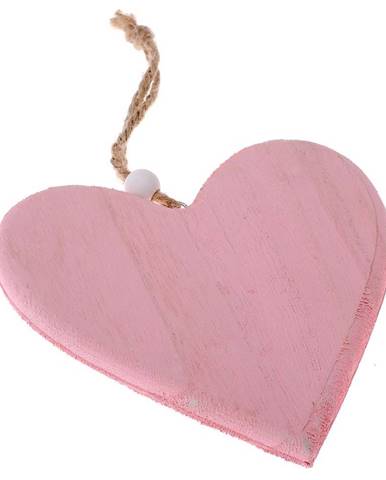 Dřevěné závěsné srdce růžové MIN191027