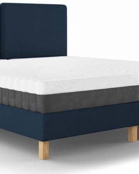 Mazzini Sofas Tmavě modrá dvoulůžková postel Mazzini Beds Lotus, 180 x 200 cm