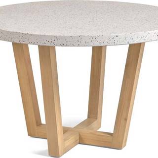 Bílý zahradní stůl s deskou z kamene Kave Home Shanelle, ø 120 cm
