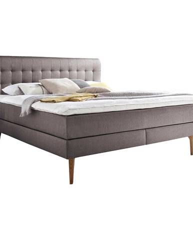Hnědošedá čalouněná dvoulůžková postel s matrací Meise Möbel Massello, 160 x 200 cm