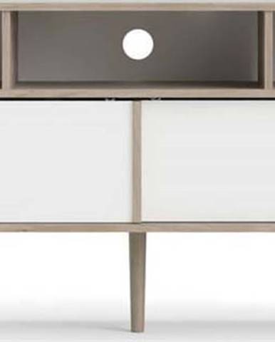 Bílý TV stolek s rámem v dubovém dekoru Tvilum Rome