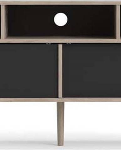 Černý TV stolek s rámem v dubovém dekoru Tvilum Rome