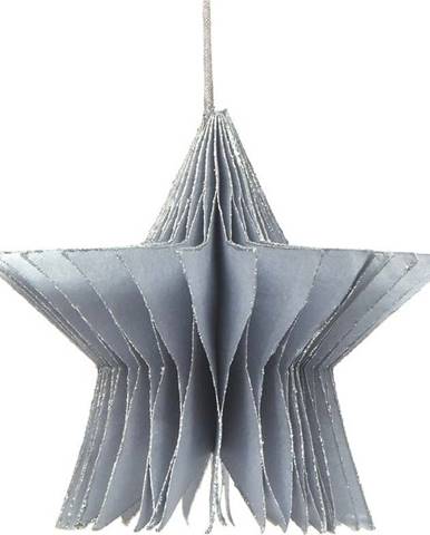 Papírová vánoční ozdoba ve tvaru hvězdy ve stříbrné barvě Only Natural, délka 7,5 cm