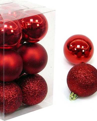Sada 12 vánočních ozdob v červené barvě Casa Selección Navidad