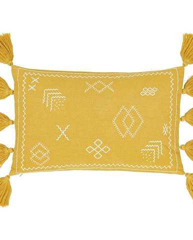 Žlutý bavlněný dekorativní povlak na polštář Westwing Collection Huata, 30 x 50 cm