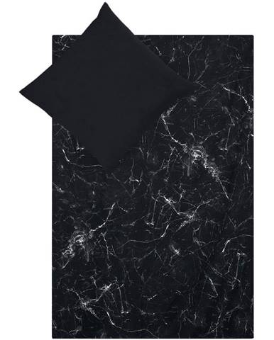 Černé povlečení na jednolůžko z bavlněného perkálu Westwing Collection Malin, 135 x 200 cm