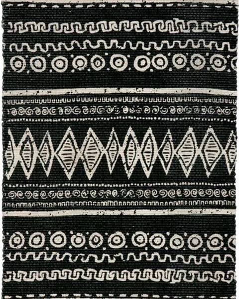 Webtappeti Černo-bílý bavlněný koberec Webtappeti Ethnic, 55 x 180 cm