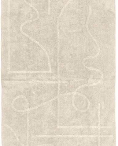 Světle béžový ručně tkaný bavlněný koberec Westwing Collection Lines, 120 x 180 cm